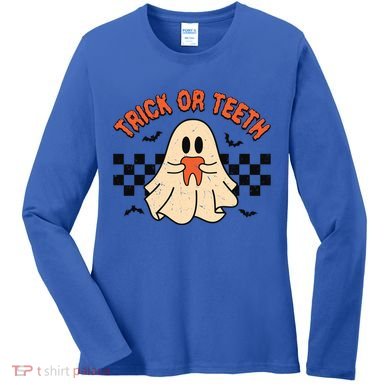 Trick Or Teeth Funny Dental Halloween Dentist Costume Great Gift Women's Long Sleeve Shirt