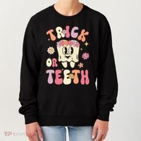 Trick Or Teeth Funny Dental Halloween Floral Ghost Dentist Great Gift Women's Sweatshirt thumb 0