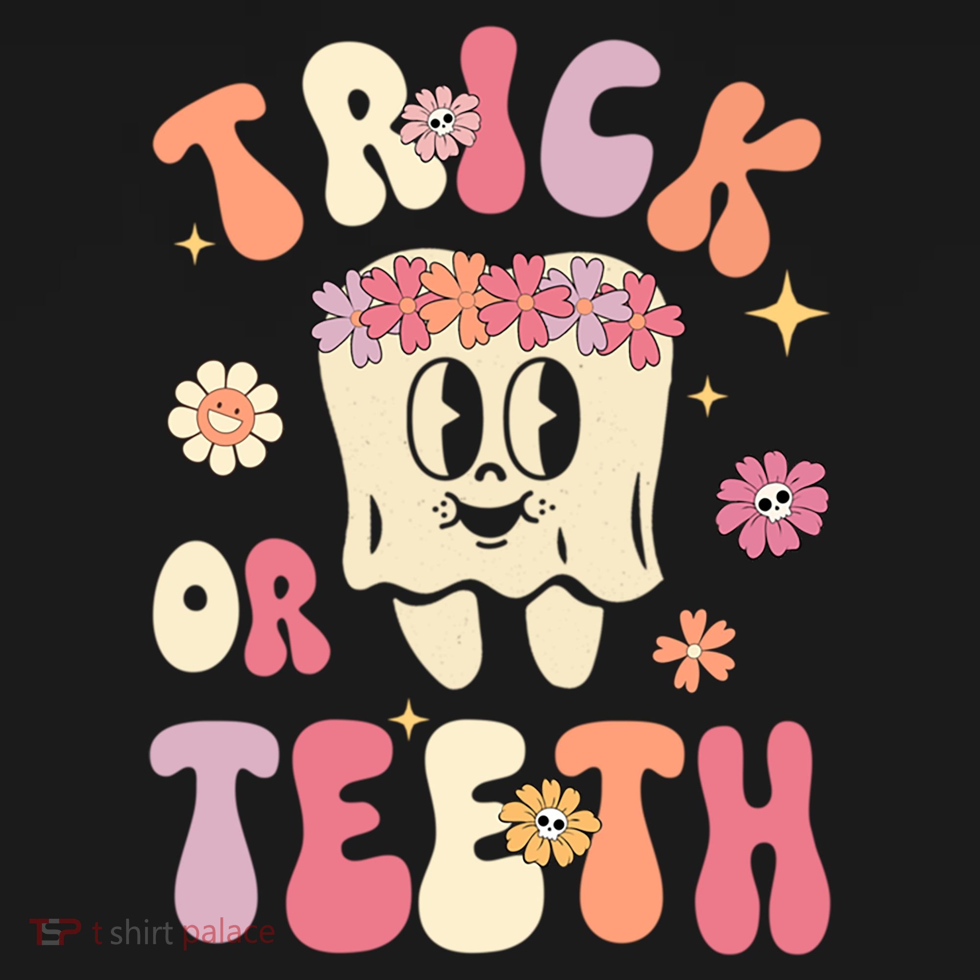 Trick Or Teeth Funny Dental Halloween Floral Ghost Dentist Great Gift Women's Hoodie