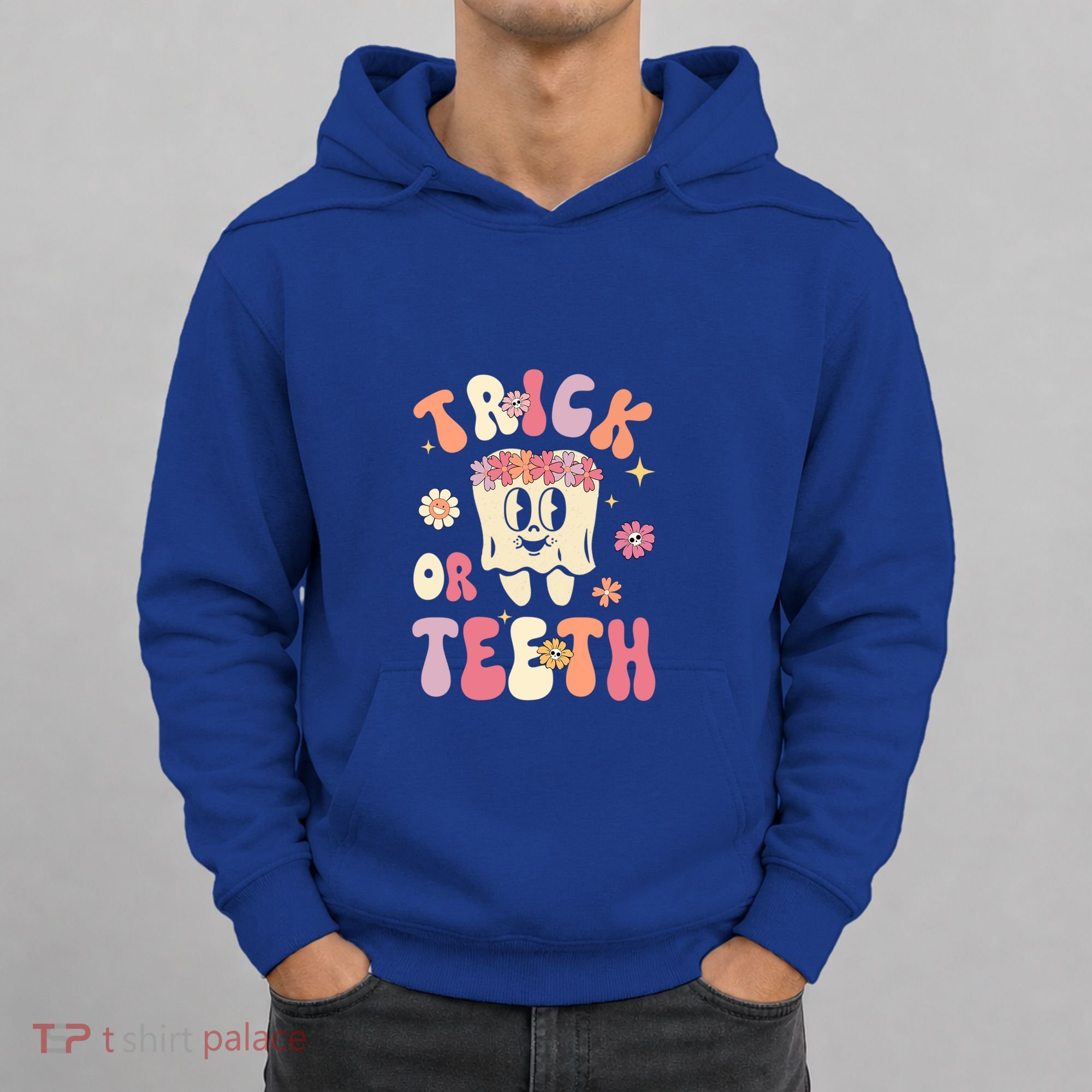 Trick Or Teeth Funny Dental Halloween Floral Ghost Dentist Great Gift Hoodie