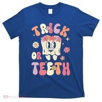Trick Or Teeth Funny Dental Halloween Floral Ghost Dentist Great Gift T-Shirt thumb 0