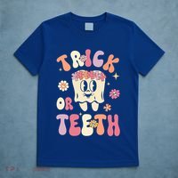 Trick Or Teeth Funny Dental Halloween Floral Ghost Dentist Great Gift T-Shirt thumb 5