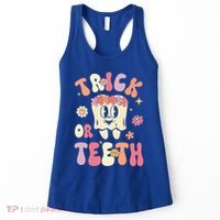 Trick Or Teeth Funny Dental Halloween Floral Ghost Dentist Great Gift Women's Tank Top thumb 0