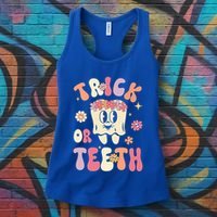 Trick Or Teeth Funny Dental Halloween Floral Ghost Dentist Great Gift Women's Tank Top thumb 3