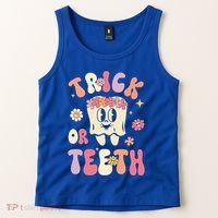 Trick Or Teeth Funny Dental Halloween Floral Ghost Dentist Great Gift Tank Top thumb 2