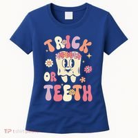 Trick Or Teeth Funny Dental Halloween Floral Ghost Dentist Great Gift Women's T-Shirt thumb 0
