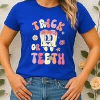 Trick Or Teeth Funny Dental Halloween Floral Ghost Dentist Great Gift Women's T-Shirt thumb 2