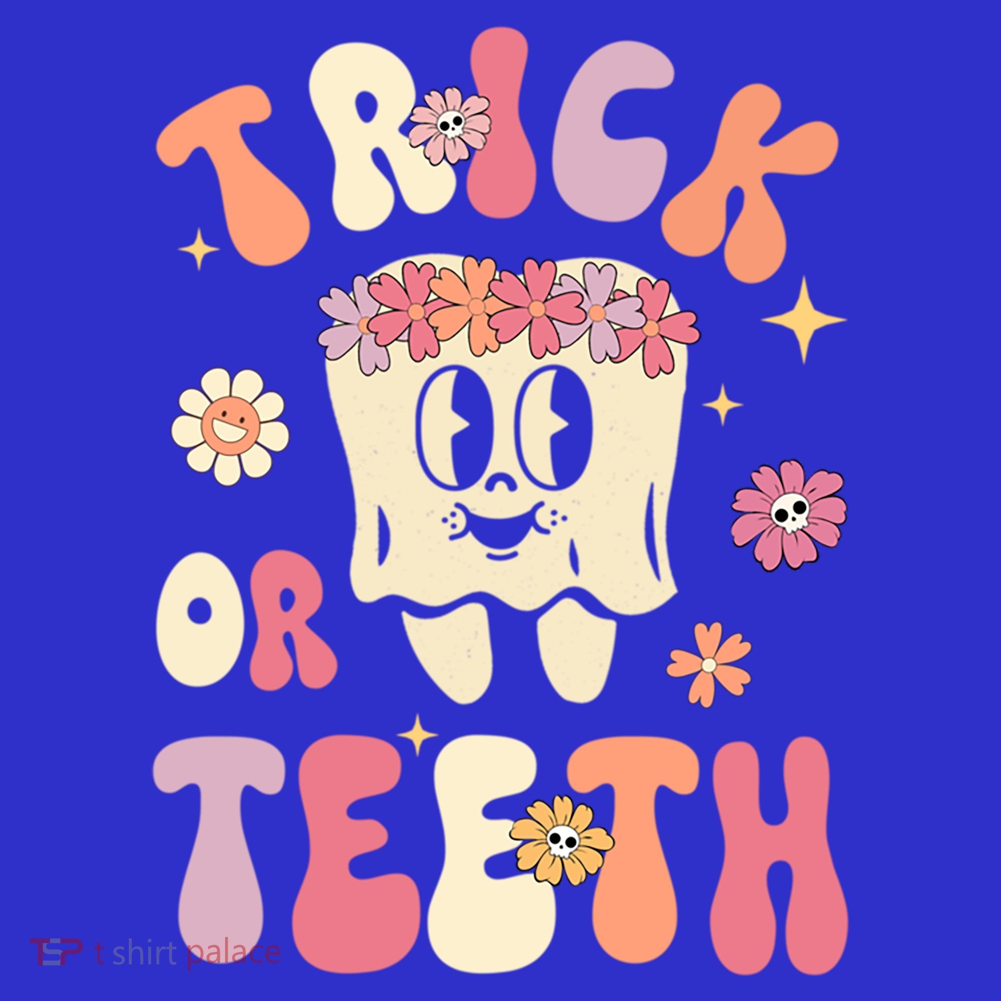 Trick Or Teeth Funny Dental Halloween Floral Ghost Dentist Great Gift Women's T-Shirt