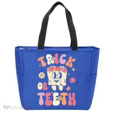 Trick Or Teeth Funny Dental Halloween Floral Ghost Dentist Great Gift Tote Bag