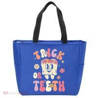 Trick Or Teeth Funny Dental Halloween Floral Ghost Dentist Great Gift Tote Bag thumb 0
