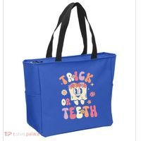 Trick Or Teeth Funny Dental Halloween Floral Ghost Dentist Great Gift Tote Bag thumb 2