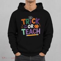 Trick Or Teach Halloween Retro Pumpkin Teacher Hoodie thumb 0