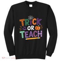 Trick Or Teach Halloween Retro Pumpkin Teacher Sweatshirt thumb 0