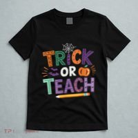 Trick Or Teach Halloween Retro Pumpkin Teacher T-Shirt thumb 5