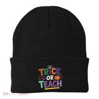 Trick Or Teach Halloween Retro Pumpkin Teacher Beanie thumb 0