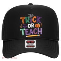 Trick Or Teach Halloween Retro Pumpkin Teacher Hat thumb 0