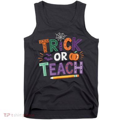 Trick Or Teach Halloween Retro Pumpkin Teacher Tank Top