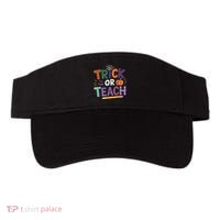 Trick Or Teach Halloween Retro Pumpkin Teacher Visor thumb 0
