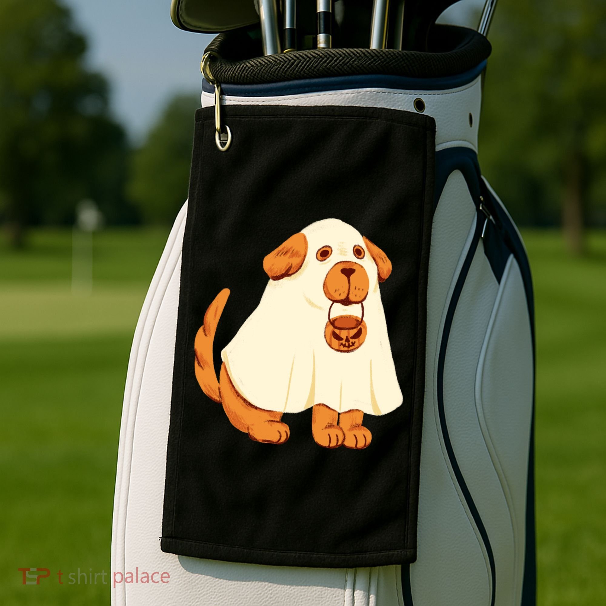 Trick Or Treat Dog Cute Halloween Golf Towel