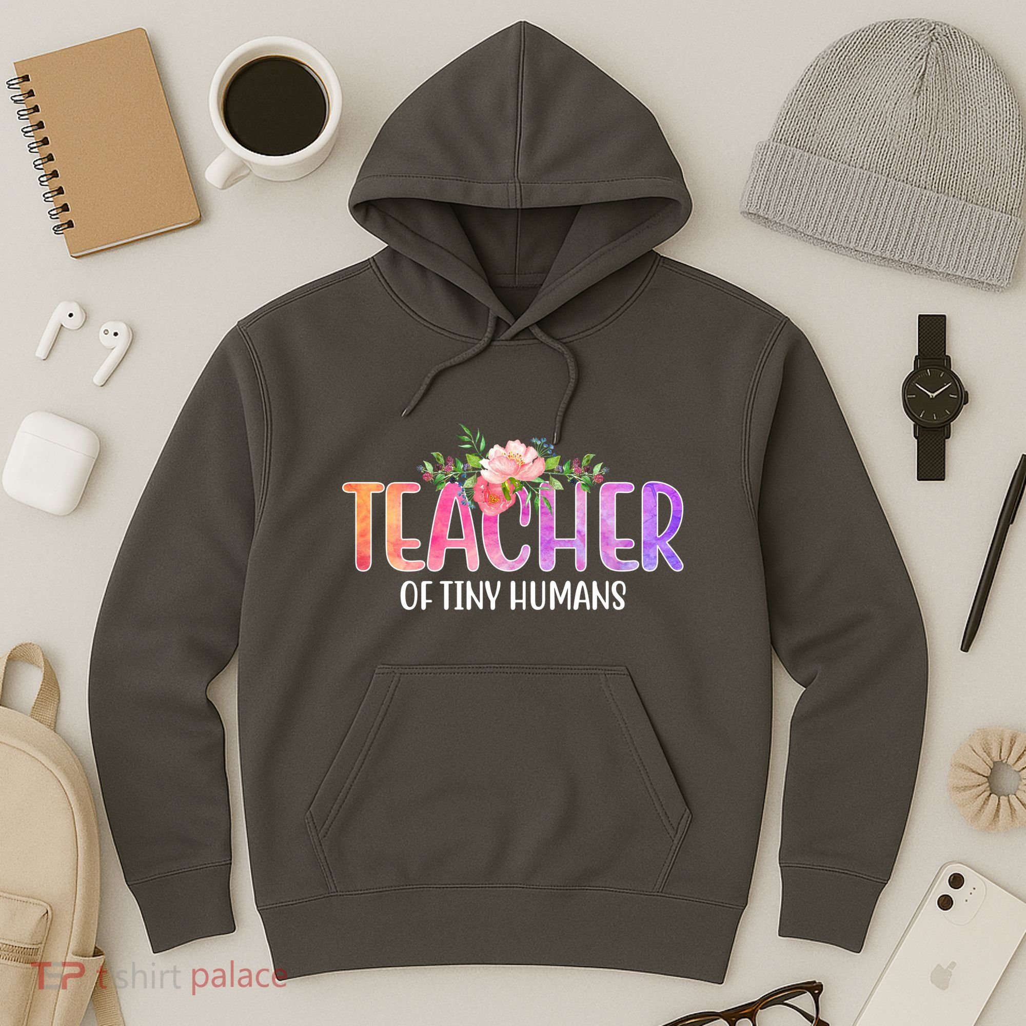 Teacher Of Tiny Humans Floral Hoodie
