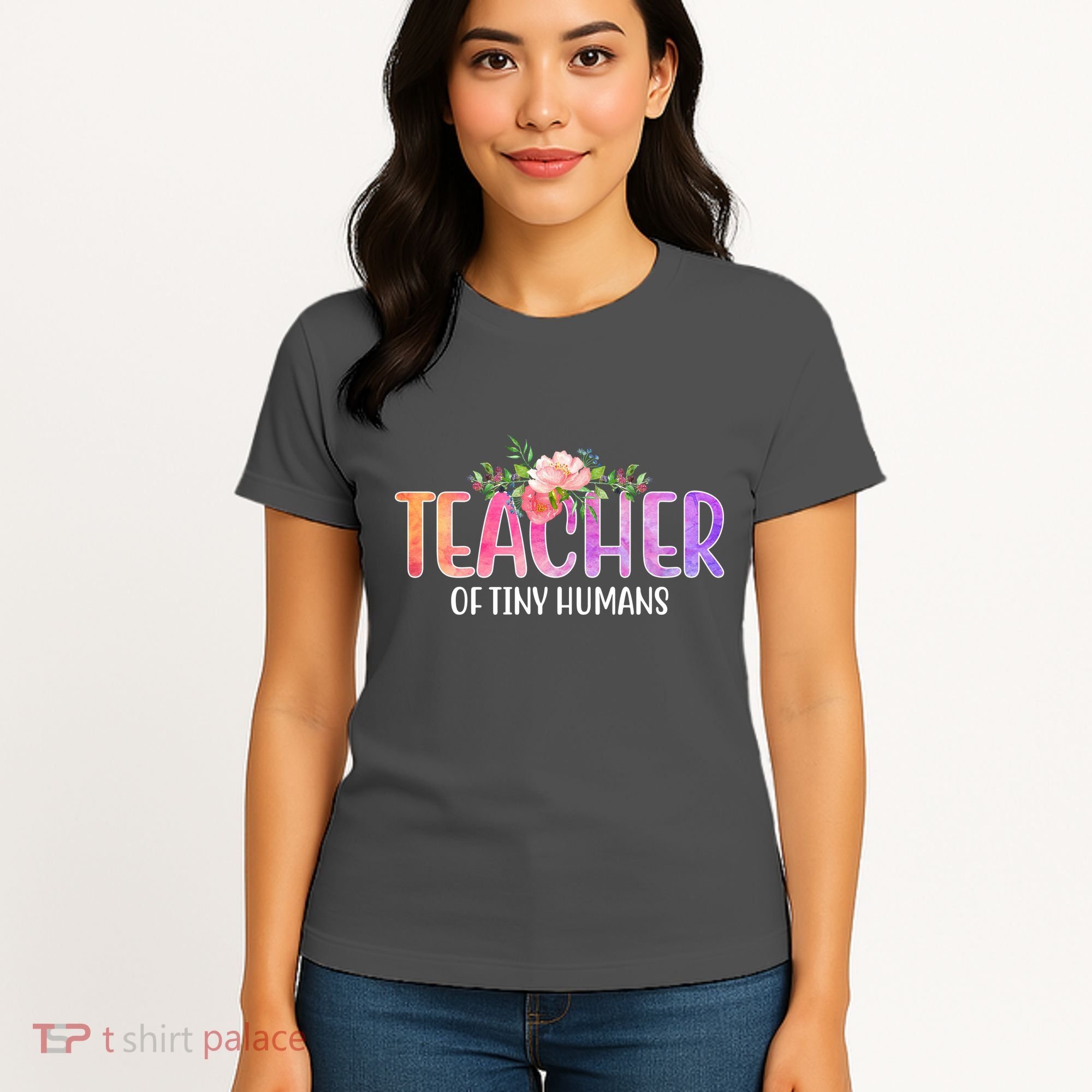 Teacher Of Tiny Humans Floral Women's T-Shirt