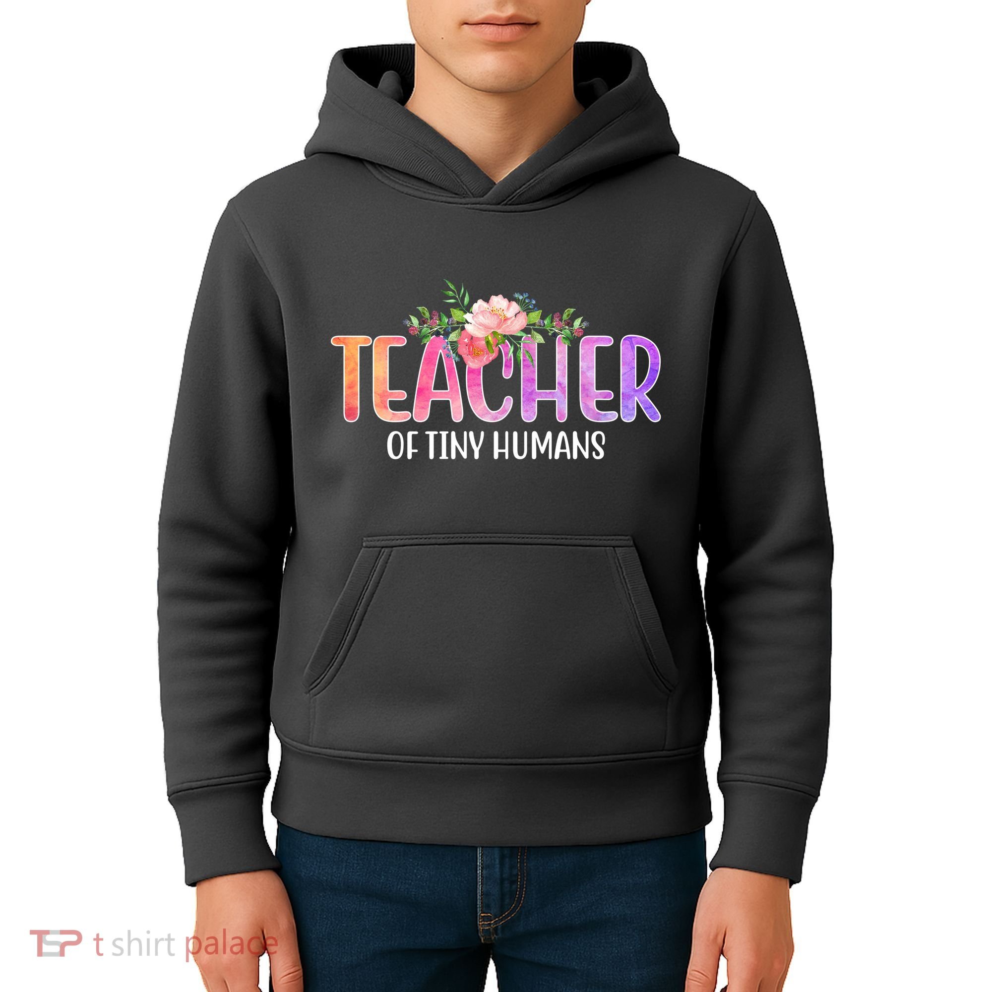 Teacher Of Tiny Humans Floral Kids Hoodie