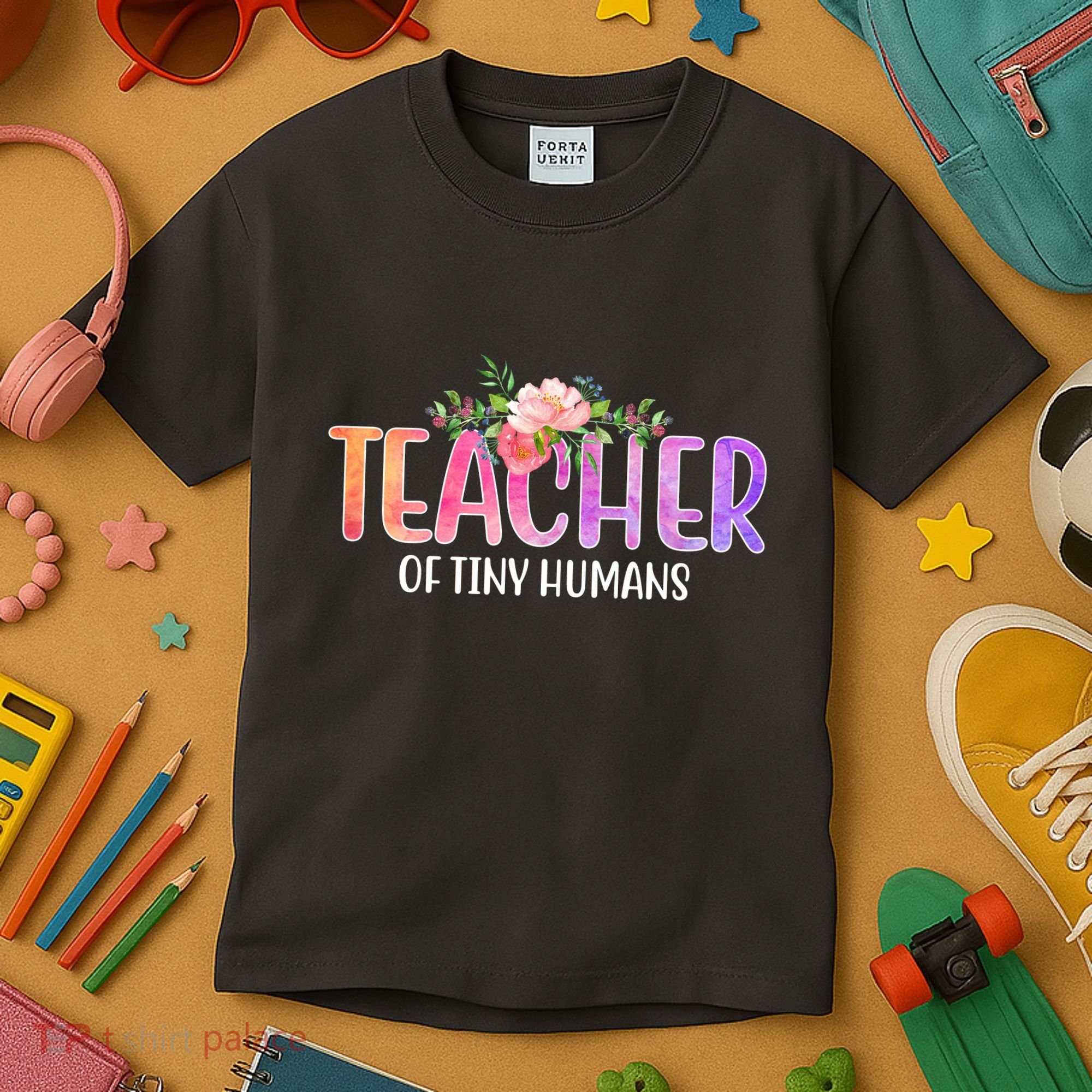 Teacher Of Tiny Humans Floral Kids T-Shirt