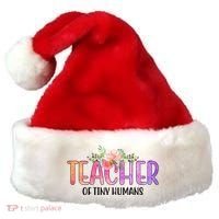 Teacher Of Tiny Humans Floral Santa Hat thumb 0