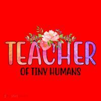 Teacher Of Tiny Humans Floral Santa Hat thumb 1