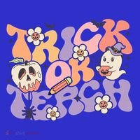 Trick Or Teach Retro Floral Ghost Teacher Groovy Halloween Great Gift Long Sleeve Shirt thumb 2