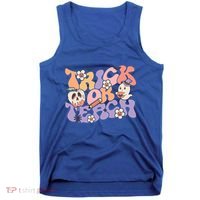 Trick Or Teach Retro Floral Ghost Teacher Groovy Halloween Great Gift Tank Top thumb 0