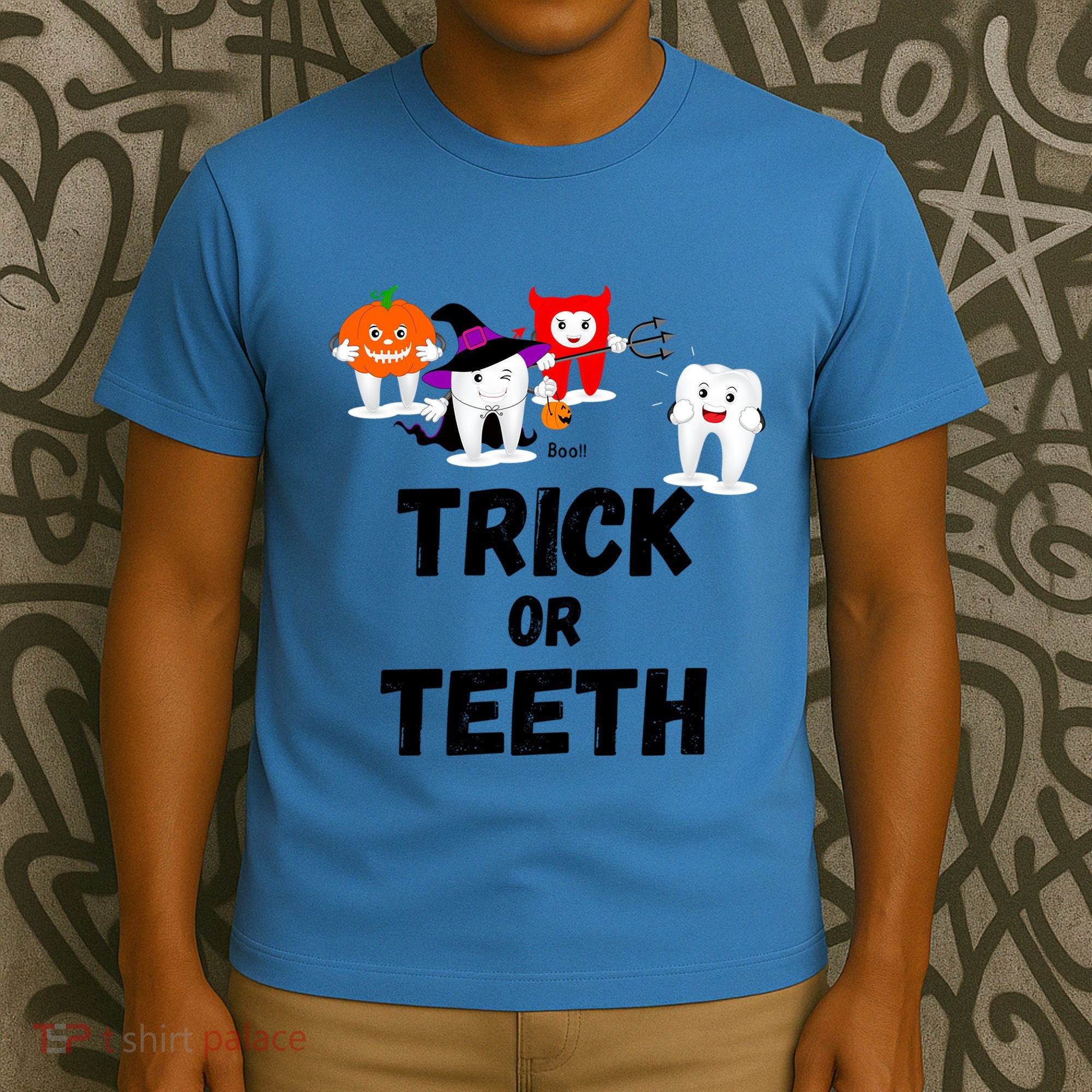 Trick Or Teeth Funny Tooth Dental Squad Halloween Costume Great Gift T-Shirt