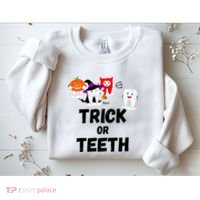 Trick Or Teeth Funny Tooth Dental Squad Halloween Costume Great Gift Sweatshirt thumb 2