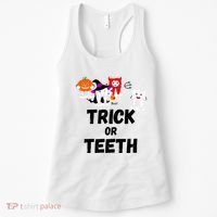 Trick Or Teeth Funny Tooth Dental Squad Halloween Costume Great Gift Women's Tank Top thumb 0