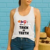 Trick Or Teeth Funny Tooth Dental Squad Halloween Costume Great Gift Women's Tank Top thumb 2