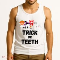 Trick Or Teeth Funny Tooth Dental Squad Halloween Costume Great Gift Tank Top thumb 3