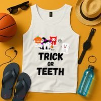 Trick Or Teeth Funny Tooth Dental Squad Halloween Costume Great Gift Tank Top thumb 4