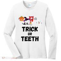 Trick Or Teeth Funny Tooth Dental Squad Halloween Costume Great Gift Women's Long Sleeve Shirt thumb 0