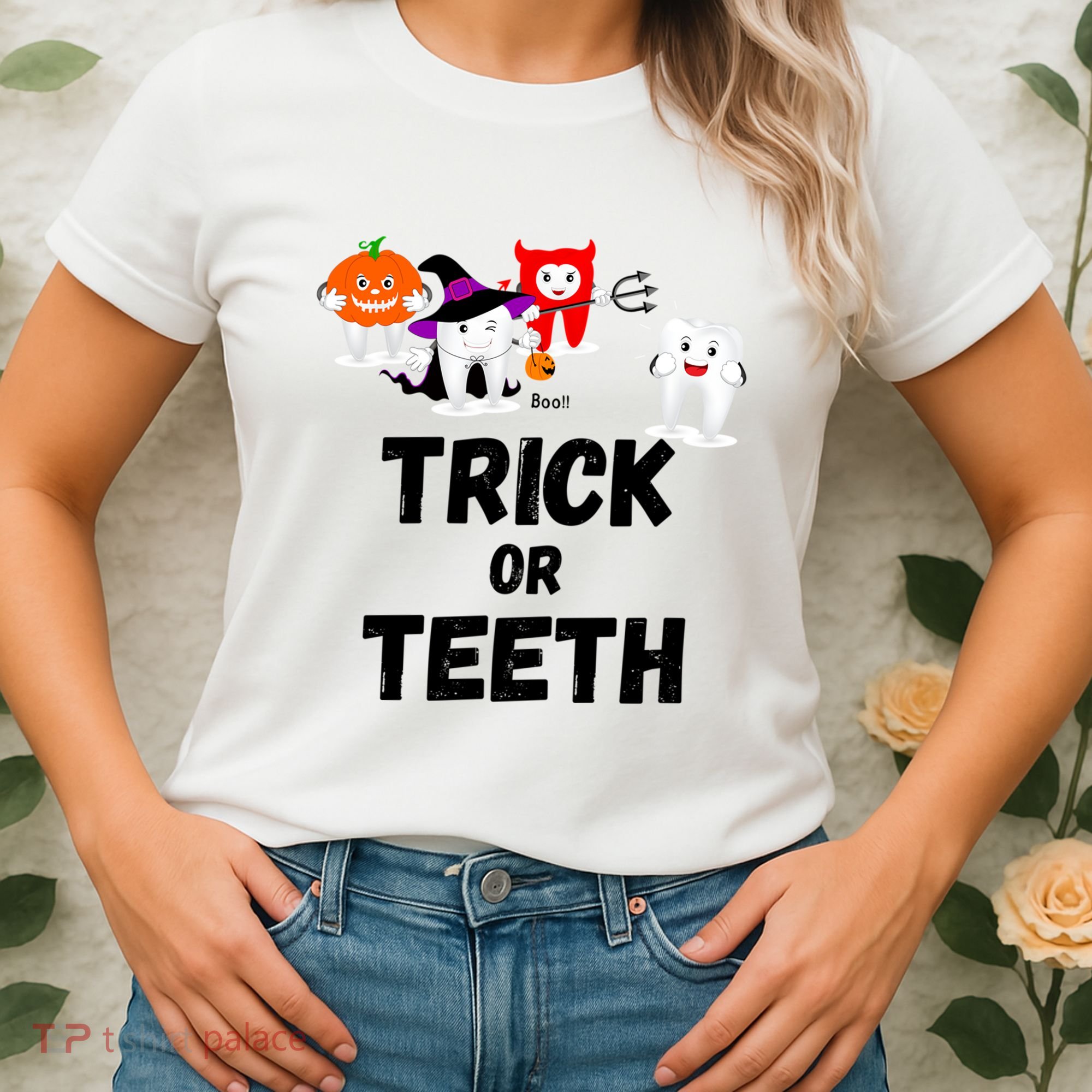 Trick Or Teeth Funny Tooth Dental Squad Halloween Costume Great Gift Women's T-Shirt
