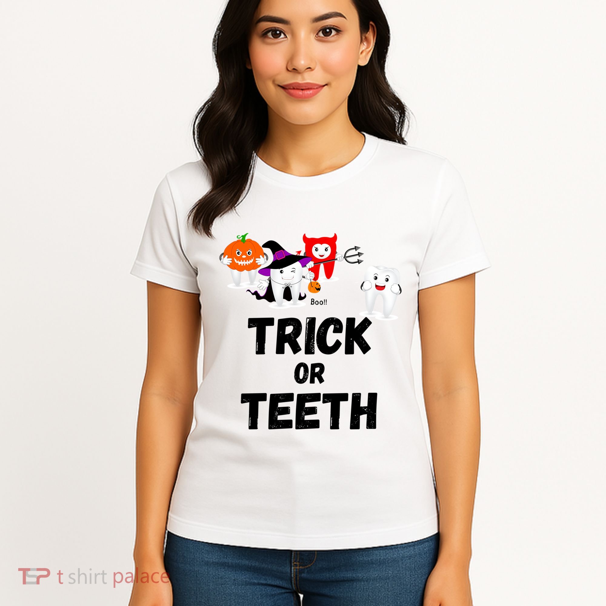 Trick Or Teeth Funny Tooth Dental Squad Halloween Costume Great Gift Women's T-Shirt