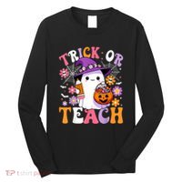Trick Or Teach Groovy Teacher Ghost Funny Halloween Teacher Long Sleeve Shirt thumb 0