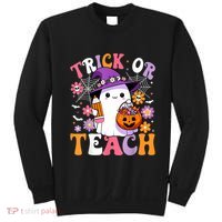 Trick Or Teach Groovy Teacher Ghost Funny Halloween Teacher Sweatshirt thumb 0
