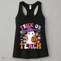 Trick Or Teach Groovy Teacher Ghost Funny Halloween Teacher Women's Tank Top thumb 3