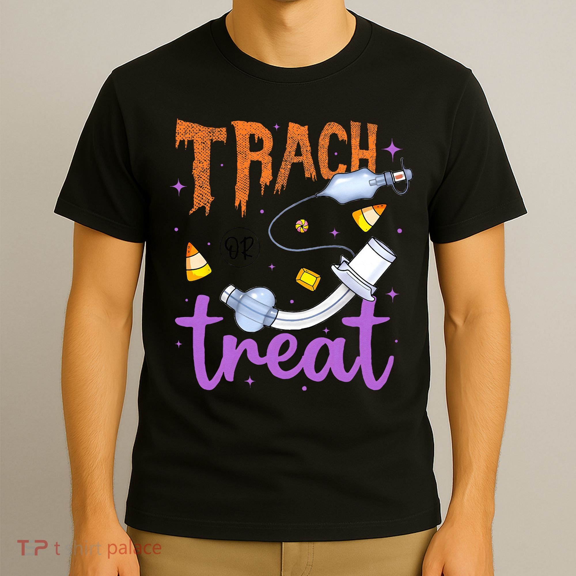 Trach Or Treat Nurse Respiratory Therapist ICU RN Halloween T-Shirt