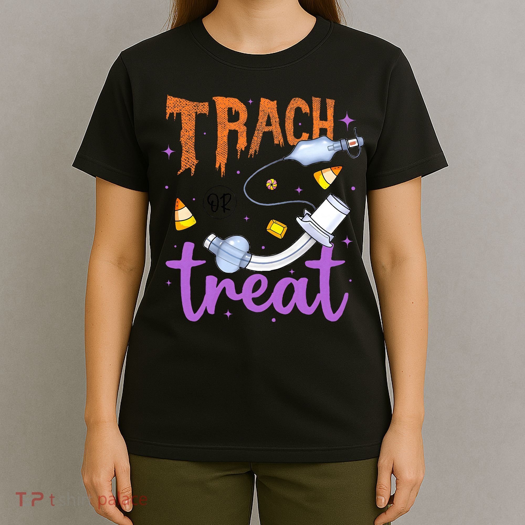 Trach Or Treat Nurse Respiratory Therapist ICU RN Halloween T-Shirt