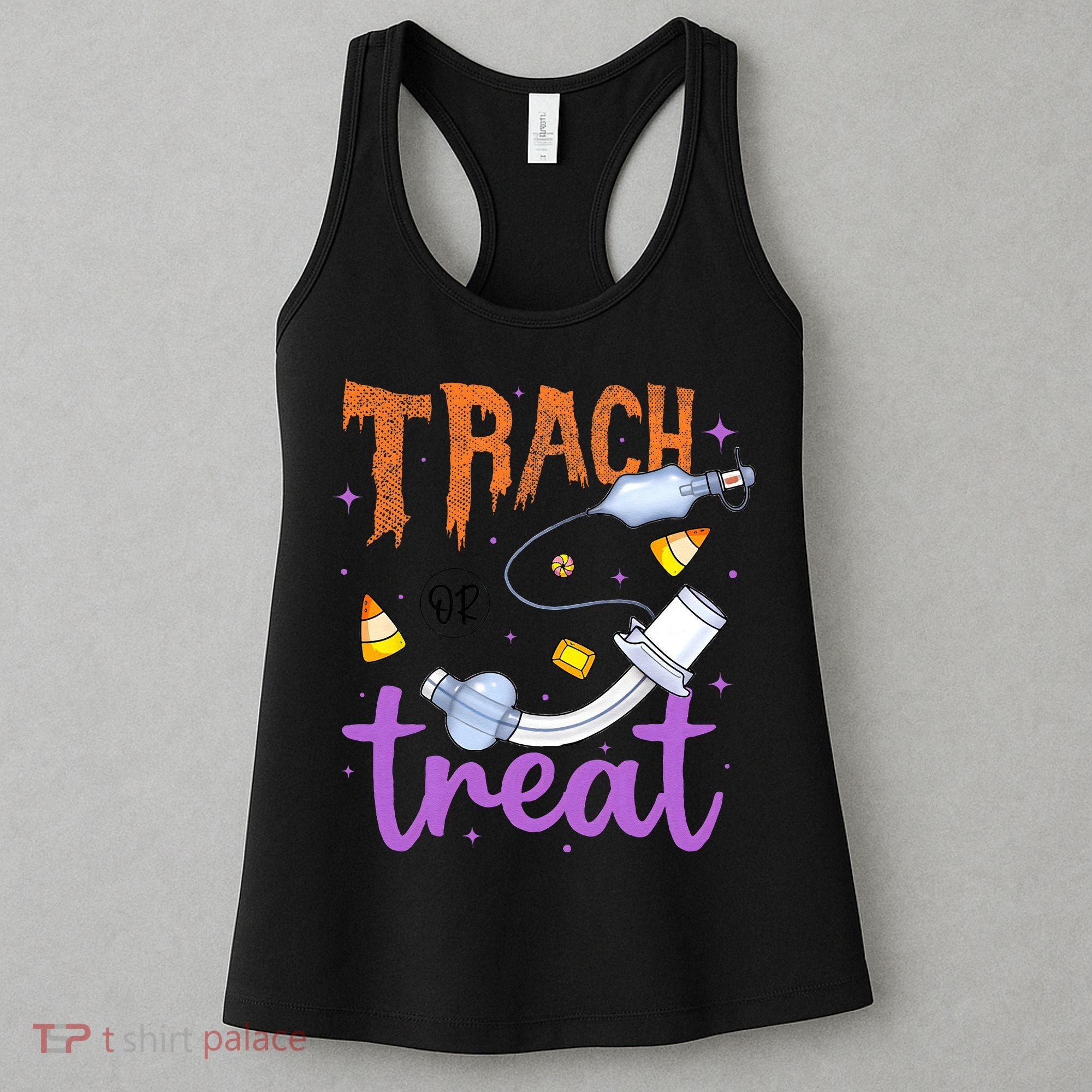 Trach Or Treat Nurse Respiratory Therapist ICU RN Halloween Women's Tank Top
