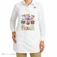 Trick Or Teach Groovy Teacher Halloween Retro Floral Ghost Apron thumb 2