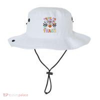 Trick Or Teach Groovy Teacher Halloween Retro Floral Ghost Bucket Hat thumb 0