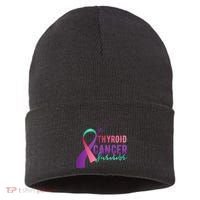 Thyroid Or Thyroid Awareness Or Thyroid Cancer Survivor Cool Gift Sustainable Knit Beanie thumb 0