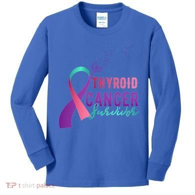 Thyroid Or Thyroid Awareness Or Thyroid Cancer Survivor Cool Gift Kids Long Sleeve Shirt